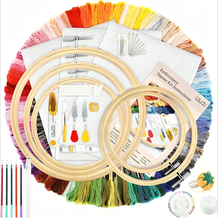 SET AGUJAS BORDADO + KIT 100 HILOS BORDAR - 1