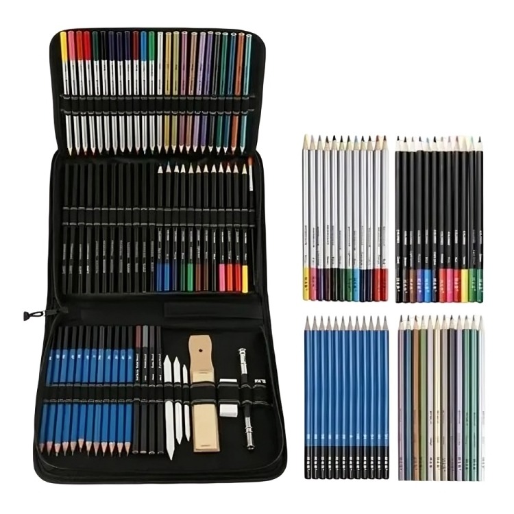 SET 72 ESTUCHE LÁPICES COLORES DIBUJO PROFESIONAL - 1