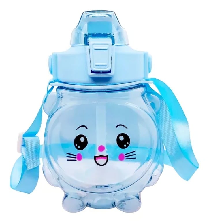 BOTELLA AGUA ANTIDERRAME KAWAII CON STICKER TURQUEZA - 2