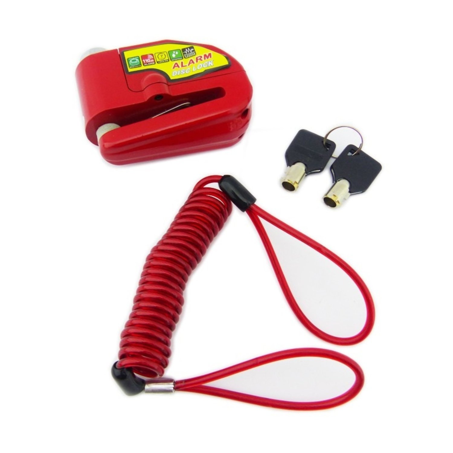 CANDADO PARA FRENO DISCO CON ALARMA CON PIOLA RECORDATORIA SEGURIDAD BLISTER - 1