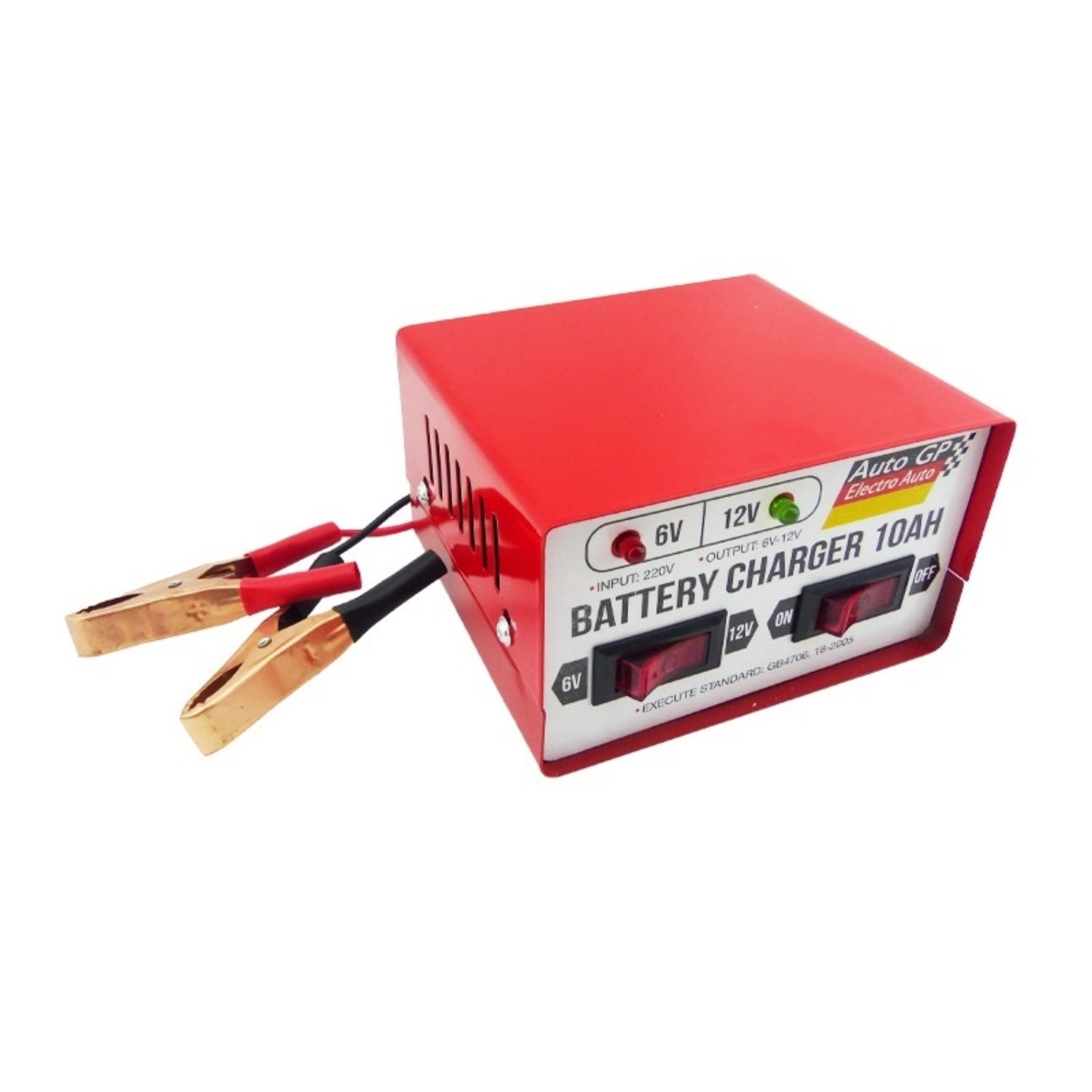 CARGADOR DE BATERIA 10 AMP AUTOGP 6-12 VOLT ALTA CALIDAD EN CAJA - 1