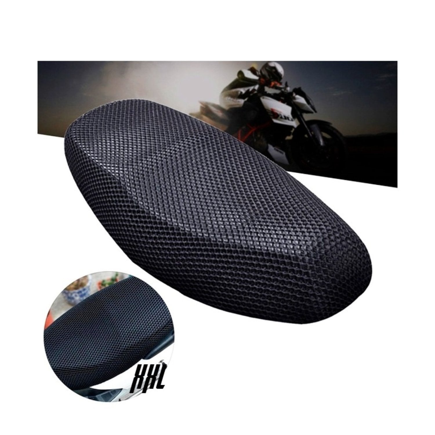 FUNDA CUBRE ASIENTO DE MOTO TERMICA TALLA XXL MEDIDAS 96X55CM UNIVERSAL - 1