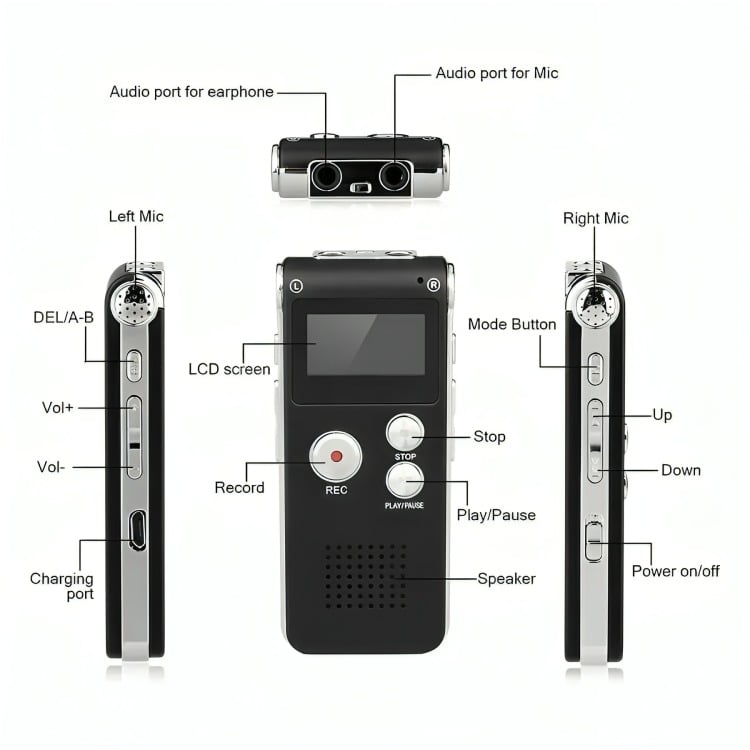 GRABADORA DIGITAL PROFESIONAL DE VOZ 8GB MP3 - 3