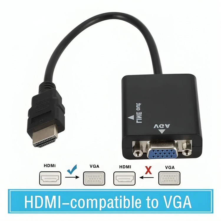 ADAPTADOR CABLE DE CONVERSIÓN HDMI A VGA + AUDIO HD - 4