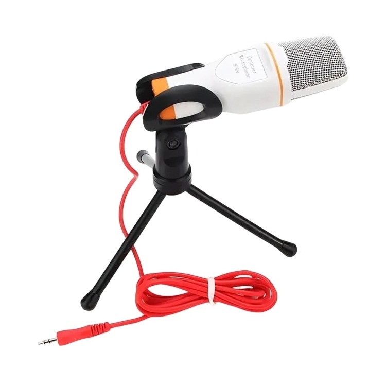 MICRÓFONO ESTUDIO CONDENSADOR ATRIL ESCRITORIO ALÁMBRICO COLOR BLANCO - 1