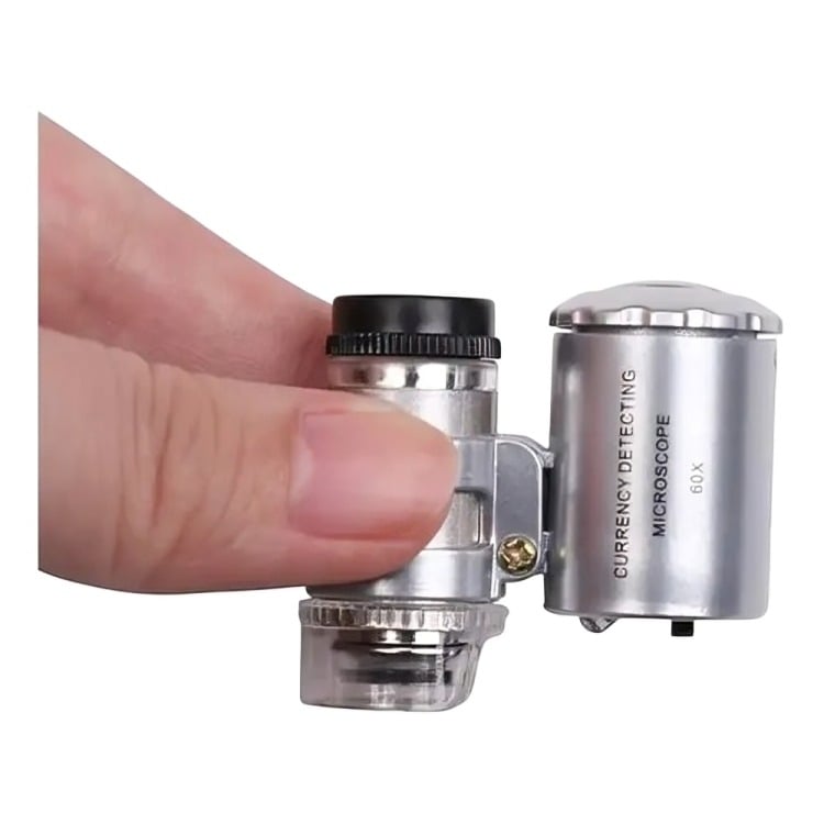 MICROSCOPIO LUPA DE BOLSILLO LUZ LED/UV 60X - 2