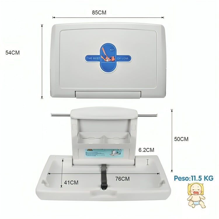MUDADOR CAMBIADOR PLEGABLE PARA BEBE HORIZONTAL BAÑO PÚBLICO - 2