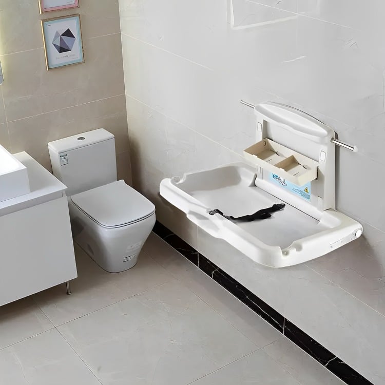 MUDADOR CAMBIADOR PLEGABLE PARA BEBE HORIZONTAL BAÑO PÚBLICO - 3