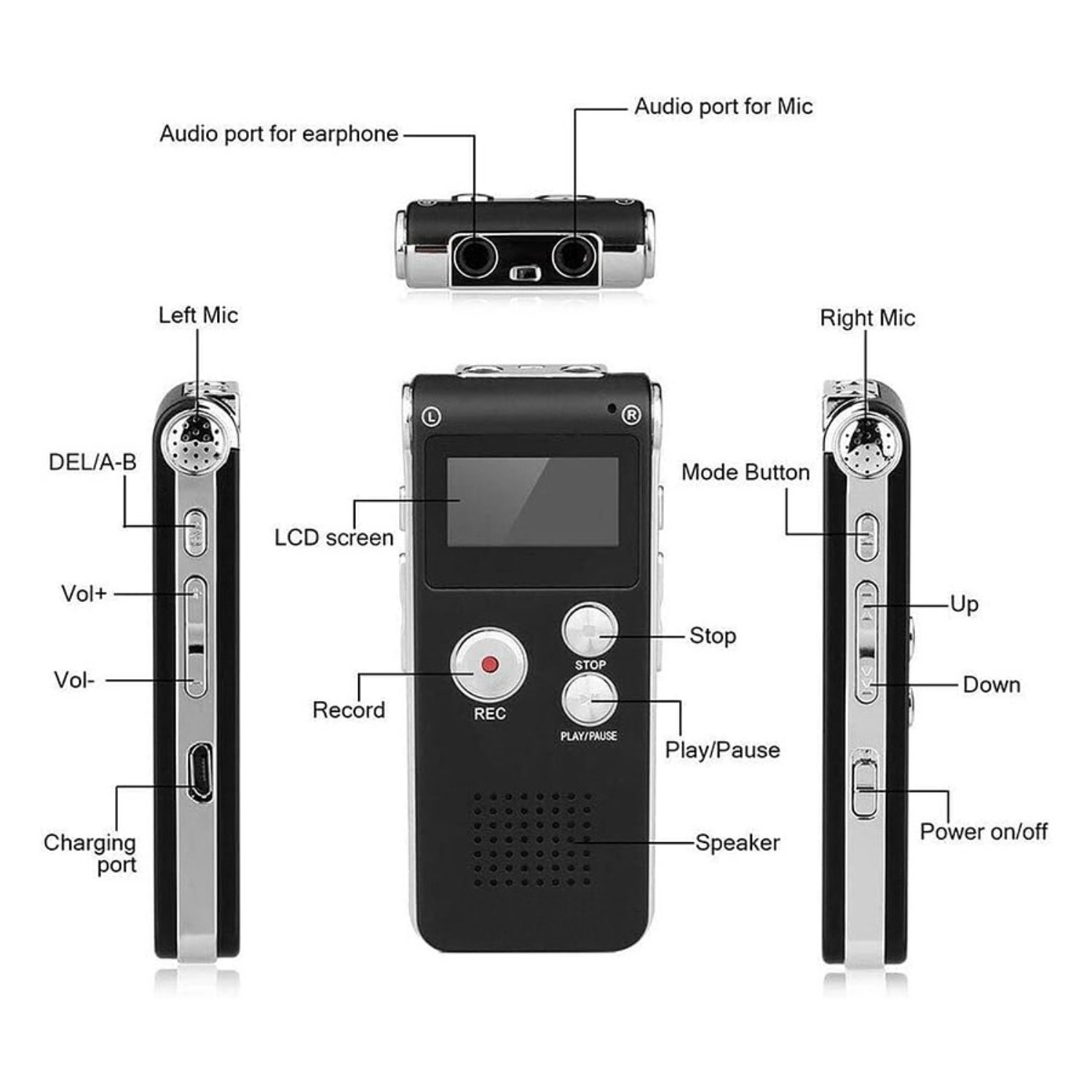 GRABADORA DIGITAL PROFESIONAL DE VOZ 8GB MP3 - 4