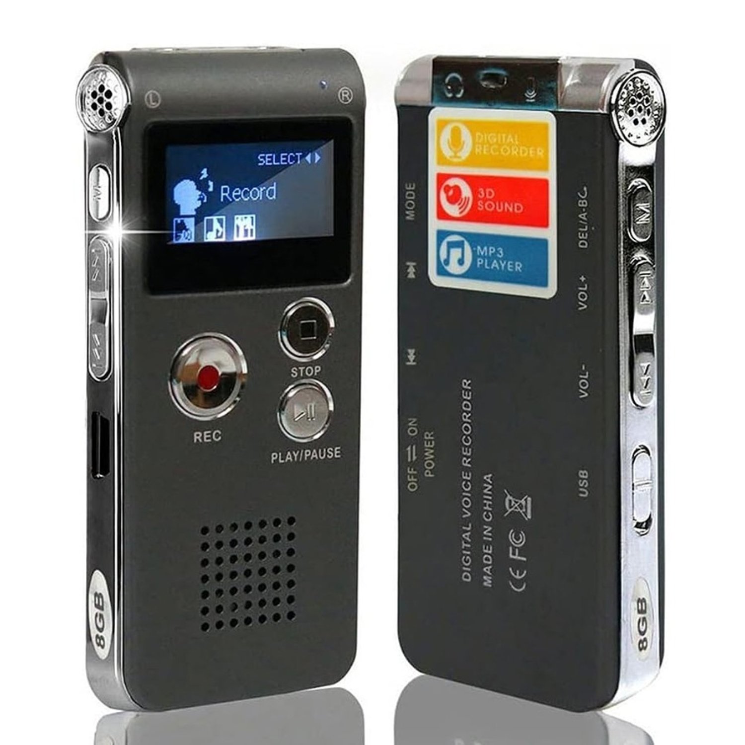 GRABADORA DIGITAL PROFESIONAL DE VOZ 8GB MP3 - 6