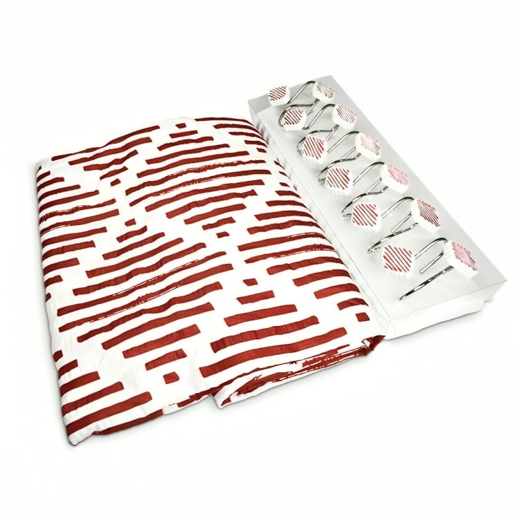SET DE BAÑO 14 PIEZAS LUXURY ROMBOS EN COLOR ROJO EN COLOR BLANCO DORAL - 1