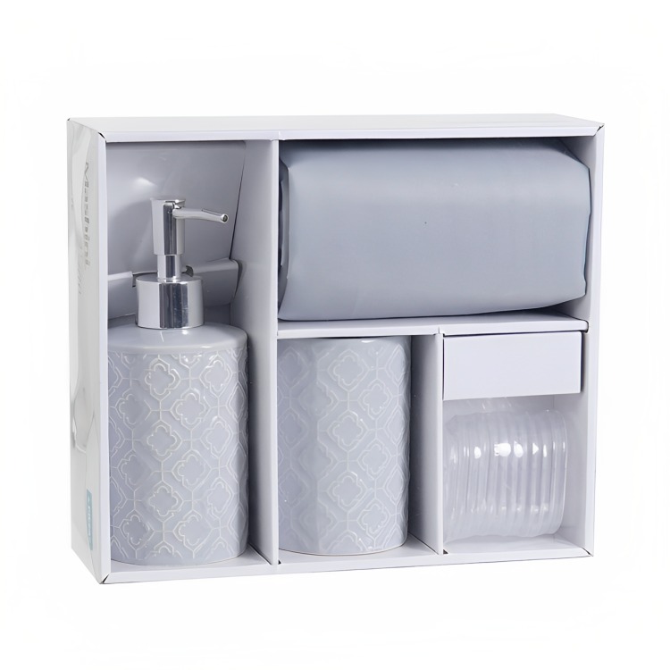 SET DE BAÑO 4 PIEZAS / GRIS – MASHINI - 3