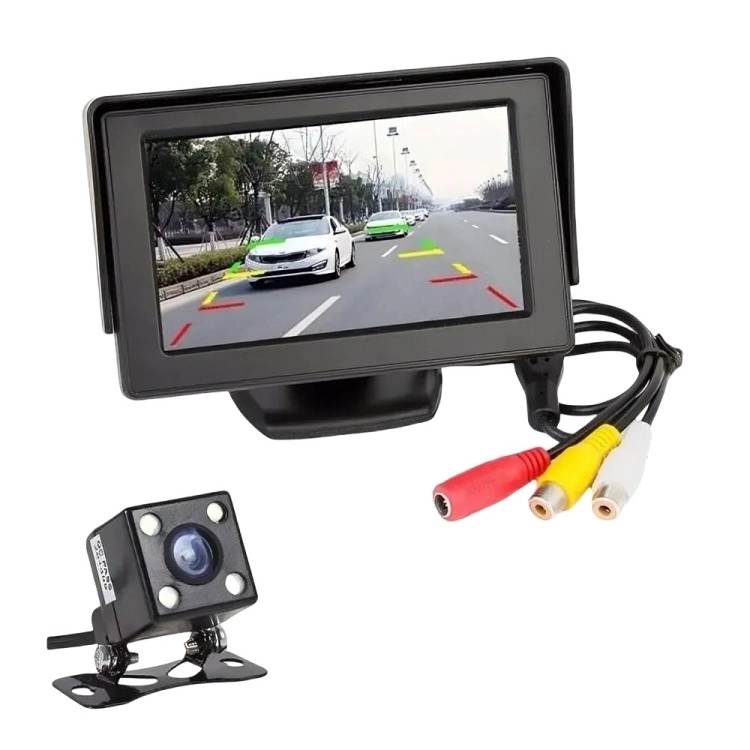 KIT CAMARA DE AUTO RETROCESO 4 LED IP68 + PANTALLA 4.3 - 1