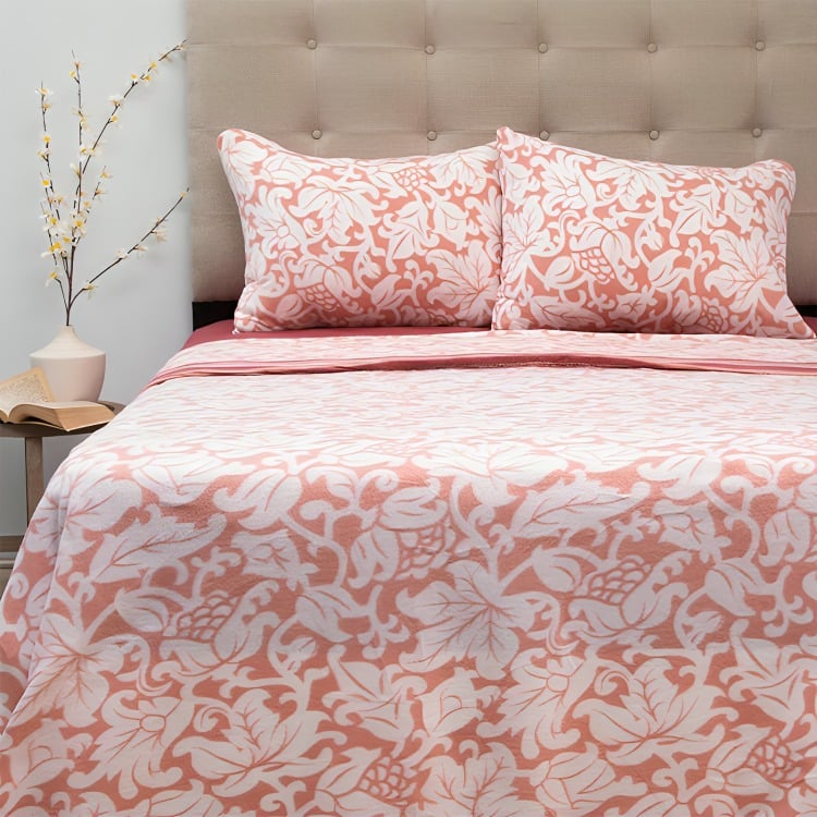SÁBANAS DE POLAR COMPOSÉ KING / HOJAS CORAL EN COLOR BLANCO – DORAL - 2