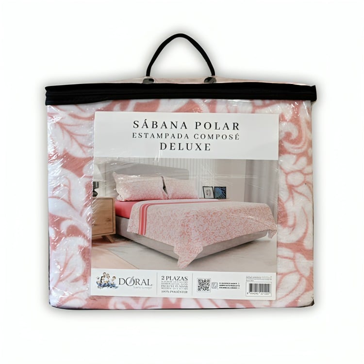 SÁBANAS DE POLAR COMPOSÉ KING / HOJAS CORAL EN COLOR BLANCO – DORAL - 3
