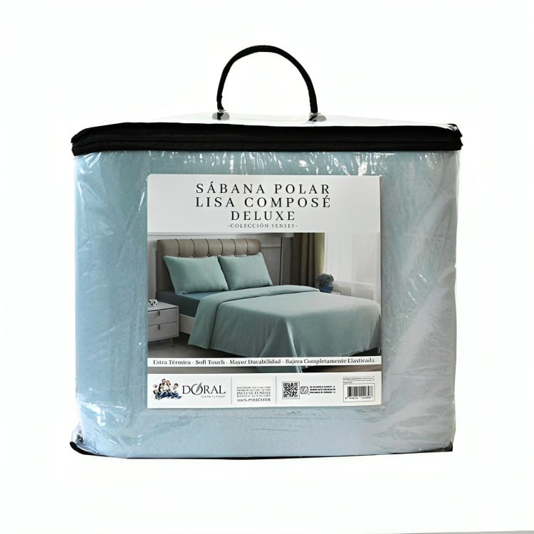 SÁBANAS POLAR LISA COMPOSÉ 2 PLAZAS / BICOLOR CELESTE– DORAL - 3
