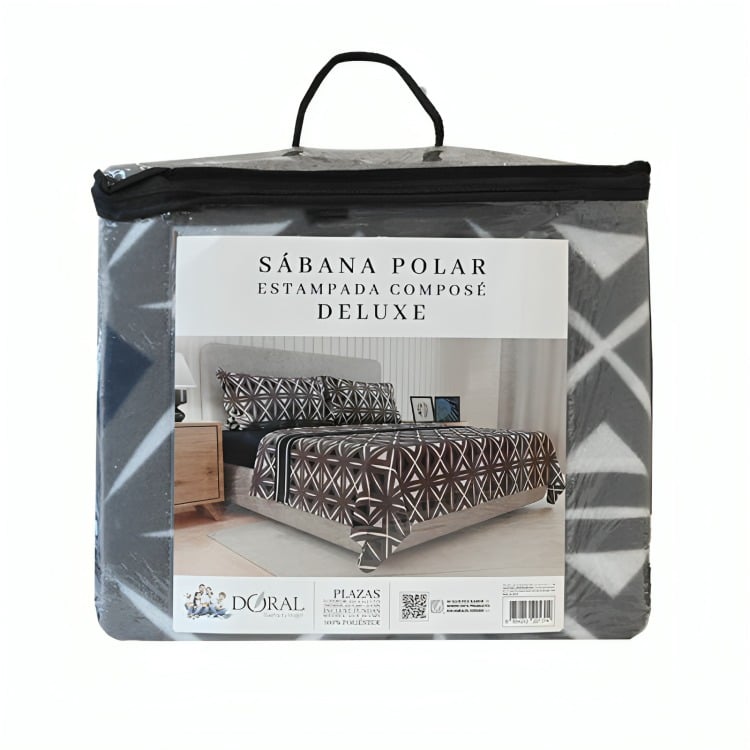 SÁBANAS DE POLAR COMPOSÉ 2 PLAZAS / TRIANGULOS GRIS – DORAL - 3