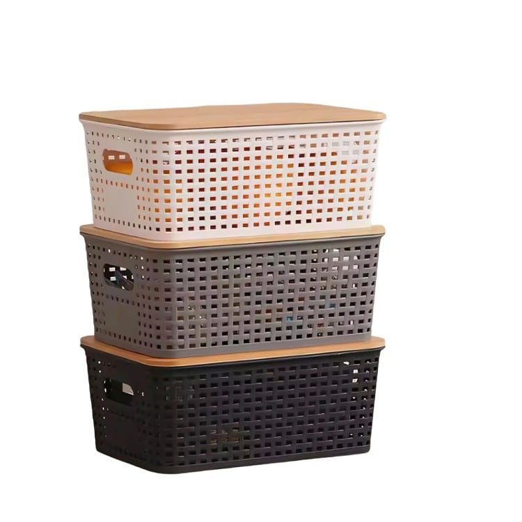 CAJA DE ALMACENAMIENTO CON TAPA DE BAMBÚ - 1