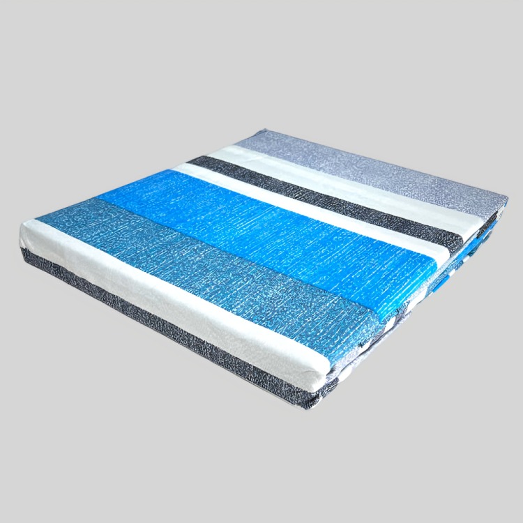 SÁBANAS MICRO PIEL DURAZNO 2 PLAZAS FRANJAS AZUL GRIS - 2