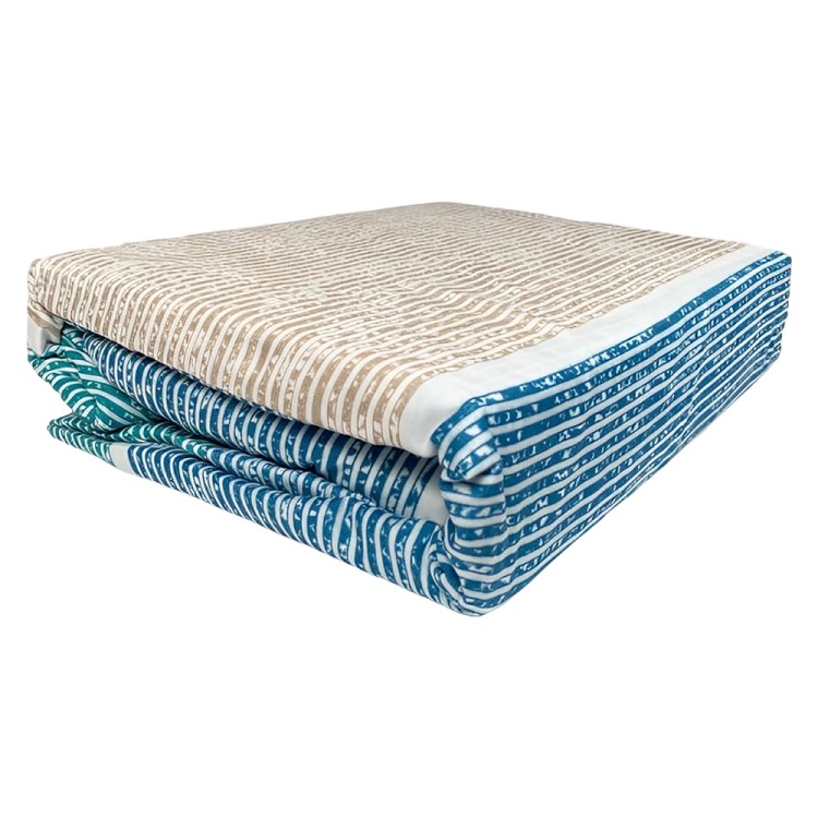 SÁBANAS MICRO PIEL DURAZNO 2.5 PLAZAS LINEAL BEIGE AZUL TURQUESA - 3