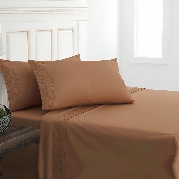 SÁBANAS MICROFIBRA BRODERIE SANTORINI 1.5 PLAZA TERRACOTA - 2