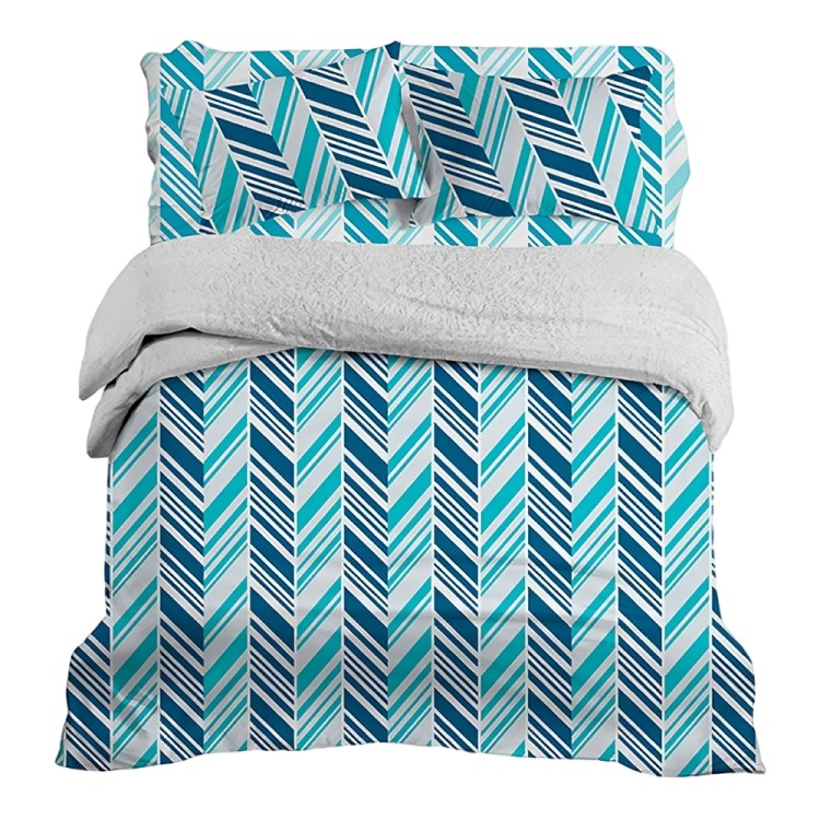 PLUMÓN SHERPA+ SÁBANA MICROFIBRA DE 2 PLAZAS DIAGONALES AZULES - 3