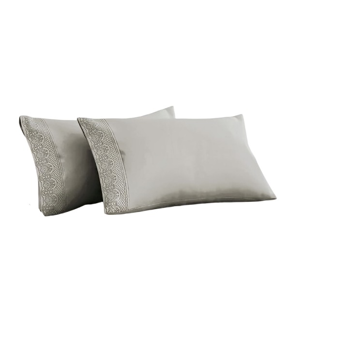 SÁBANAS MICROFIBRA BRODERIE SANTORINI 2 PLAZAS BEIGE - 1