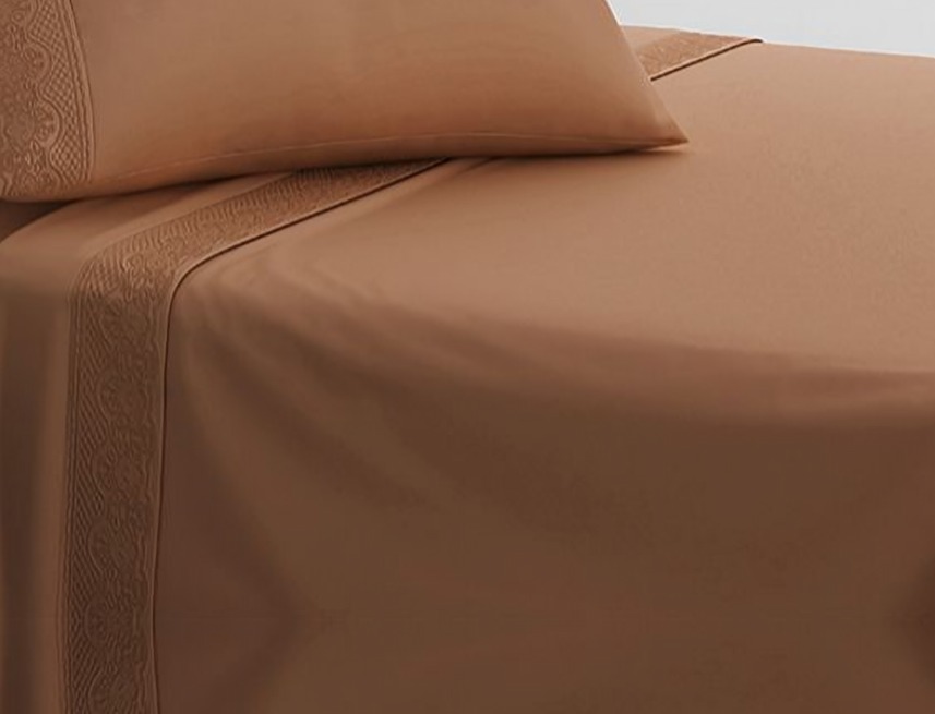 SÁBANAS MICROFIBRA BRODERIE SANTORINI 2 PLAZAS TERRACOTA - 3