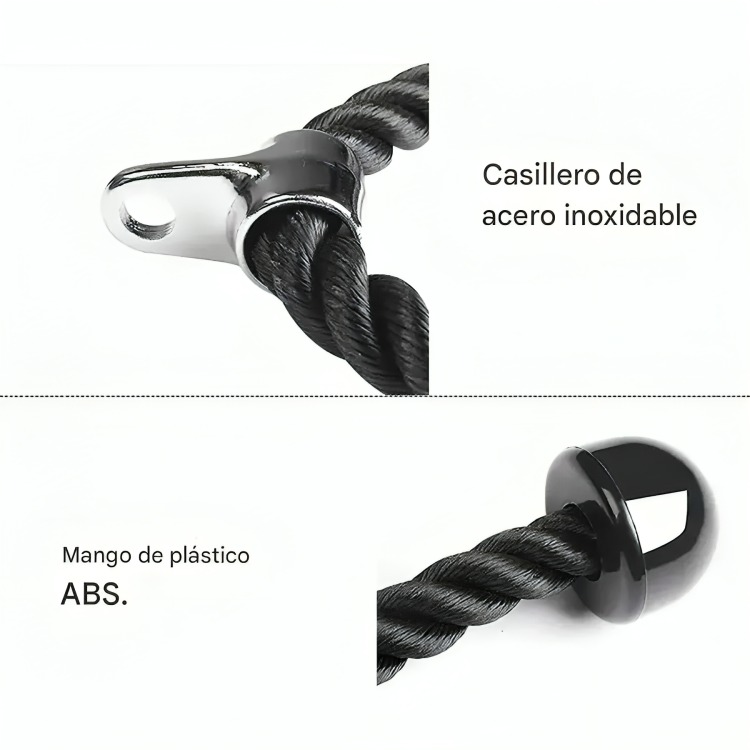 CUERDA SOGA PARA TRICEPS, BICEPS POLEA MANCUERNAS FITNESS - 2
