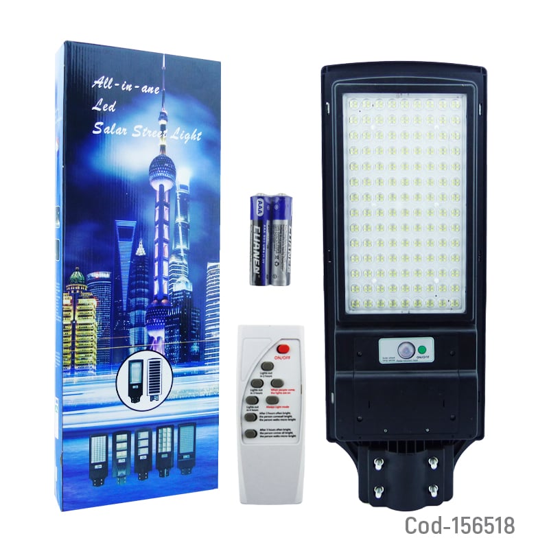 FOCO PARA POSTE SOLAR 600W CON 1 PLACA 504 LED PVC CON SENSOR Y CONTROL REMOTO. - 4