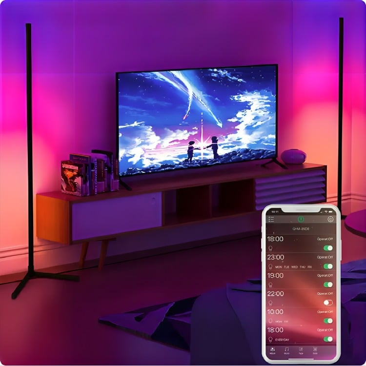 LAMPARAS DE PIE MODERNA LED DE ESQUINA RGB, CONTROL APP - 3