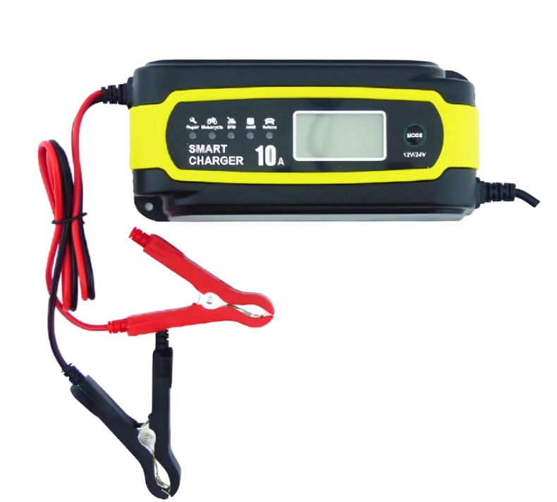 CARGADOR BATERÍA INTELIGENTE 10A 12/24V CON PINZAS - 1