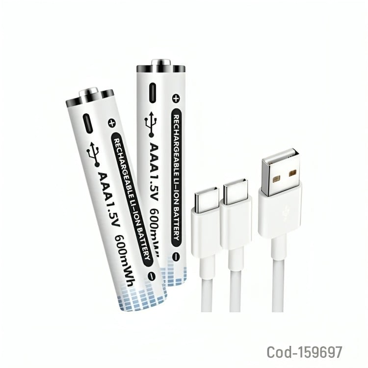 GENÉRICO PILA RECARGABLE USB TYPE-C AA SET X 2 PCS 1.5 VOLT 2200 MWH
