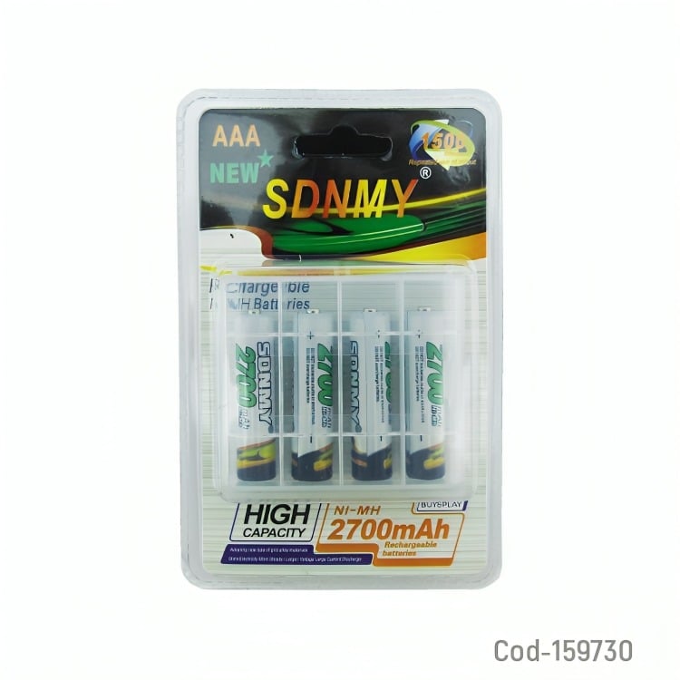 PILA SDNMY AAA SET X 4 PCS 1.2V RECARGABLE 2700 MAH CAJA PVC - 1