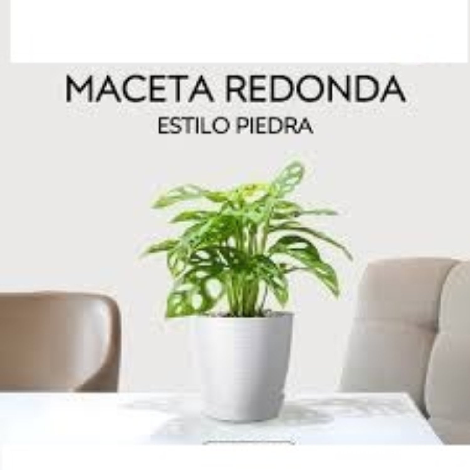 MACETA REDONDA ESTILO PIEDRA 33×30 CM TAUPE – REYPLAST - 3