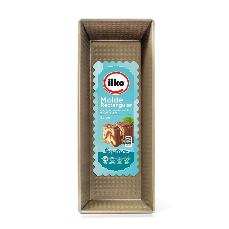 MOLDE RECTANGULAR 25CM NON STICK GOLD – ILKO ACERO CARBONICO. - 1
