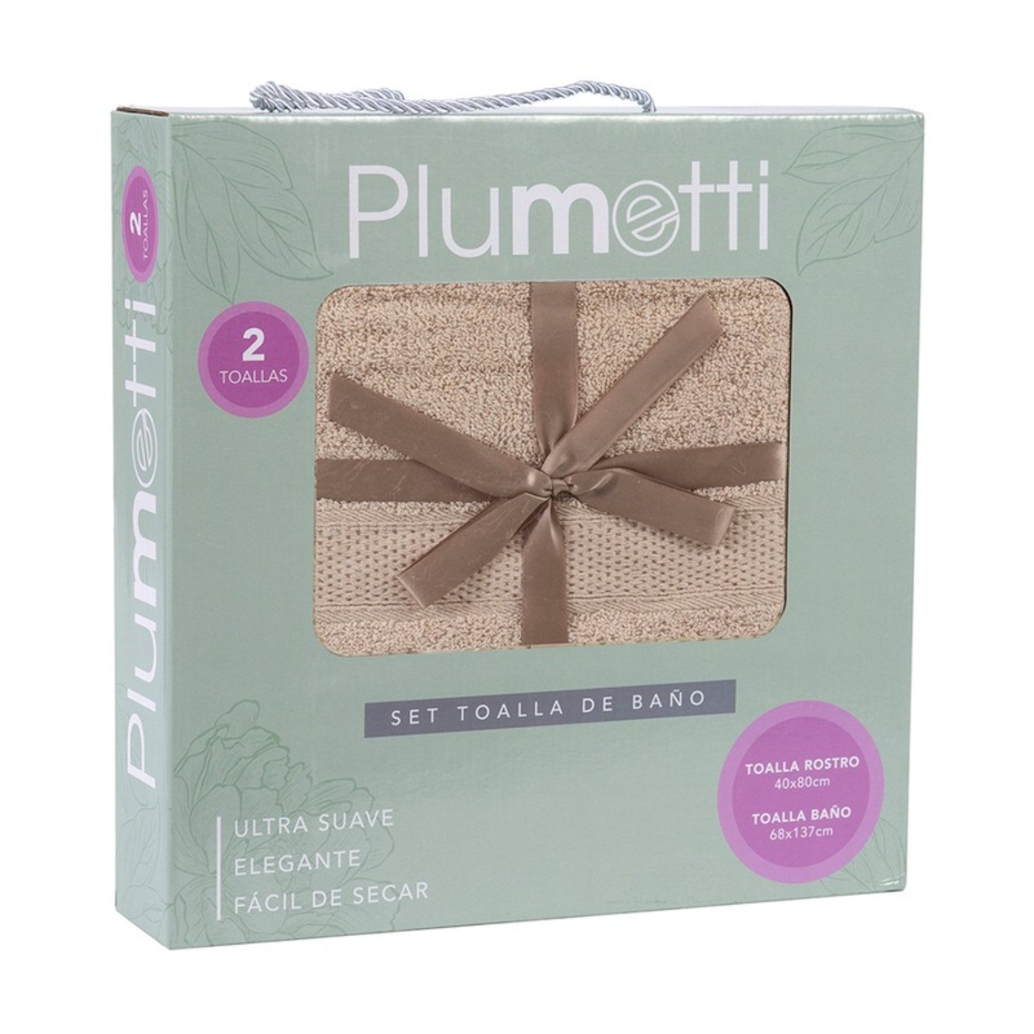 SET 2 TOALLAS COLORIX 380 GRS CAJA / TAUPE – PLUMETTI - 2