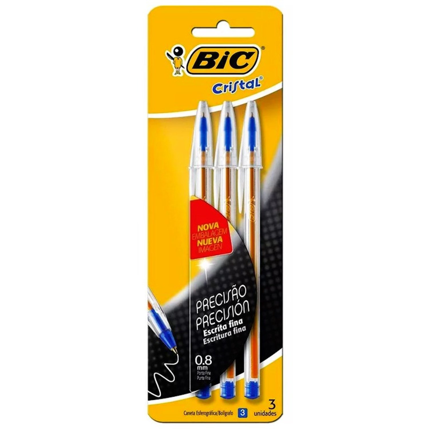 PACK X 4 BLISTER 3 BOLIGRAFOS CRISTAL FINO / 3 AZUL – BIC - 1