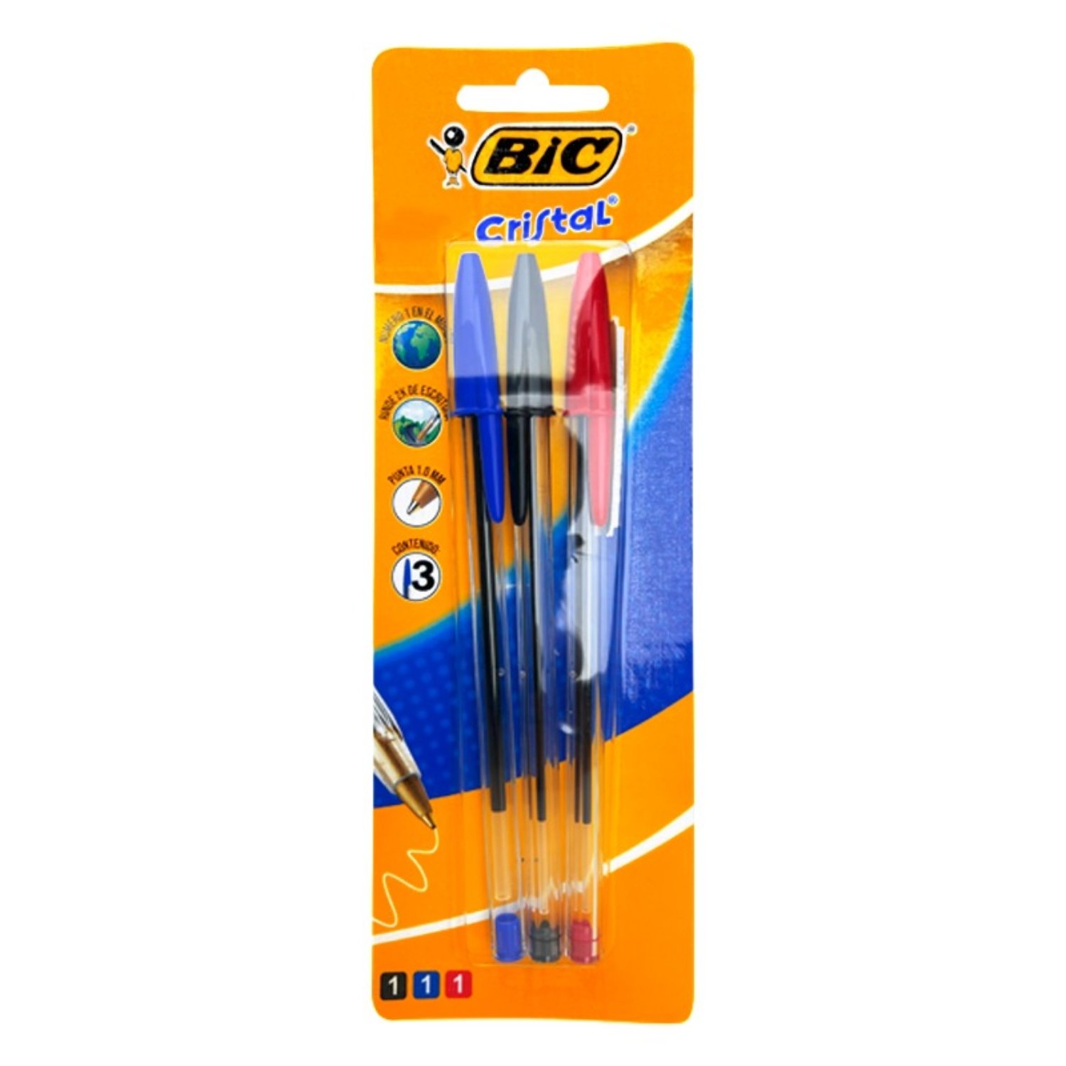 PACK X 4 BLISTER 3 BOLIGRAFOS CRISTAL AZUL, NEGRO, ROJO – BIC - 3