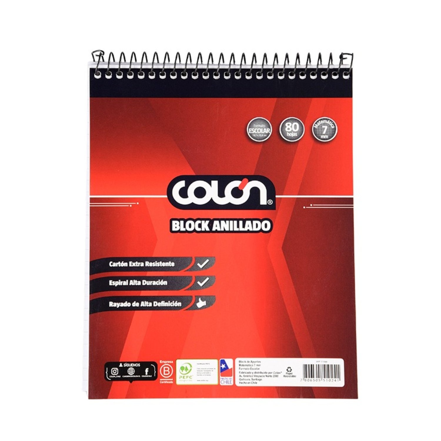 PACK X 4 BLOCK ESCOLAR CON ESPIRAL 7MM – COLON - 1