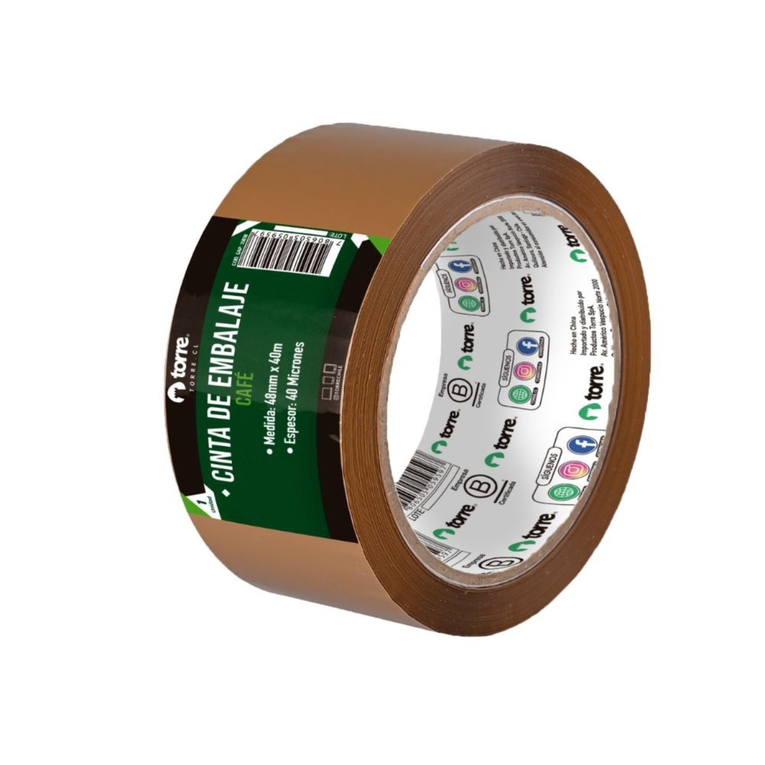 PACK X 4 CINTA DE EMBALAJE CAFE 48MM X 40M – TORRE - 1