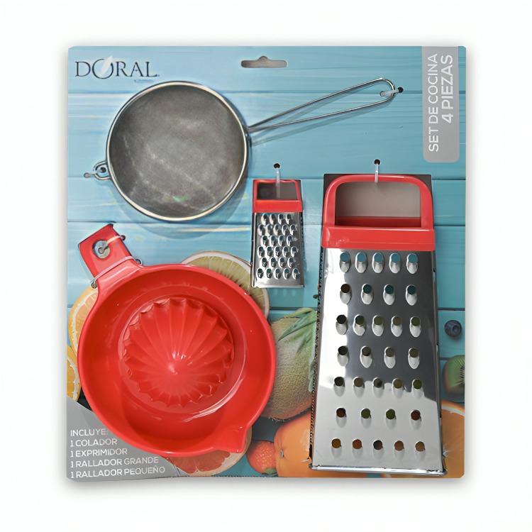 SET DE COCINA 4 PIEZAS ROJO DORAL - 2