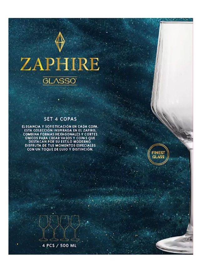 SET 4 COPAS 500 ML  ZAPHIRE GLASSO - 2