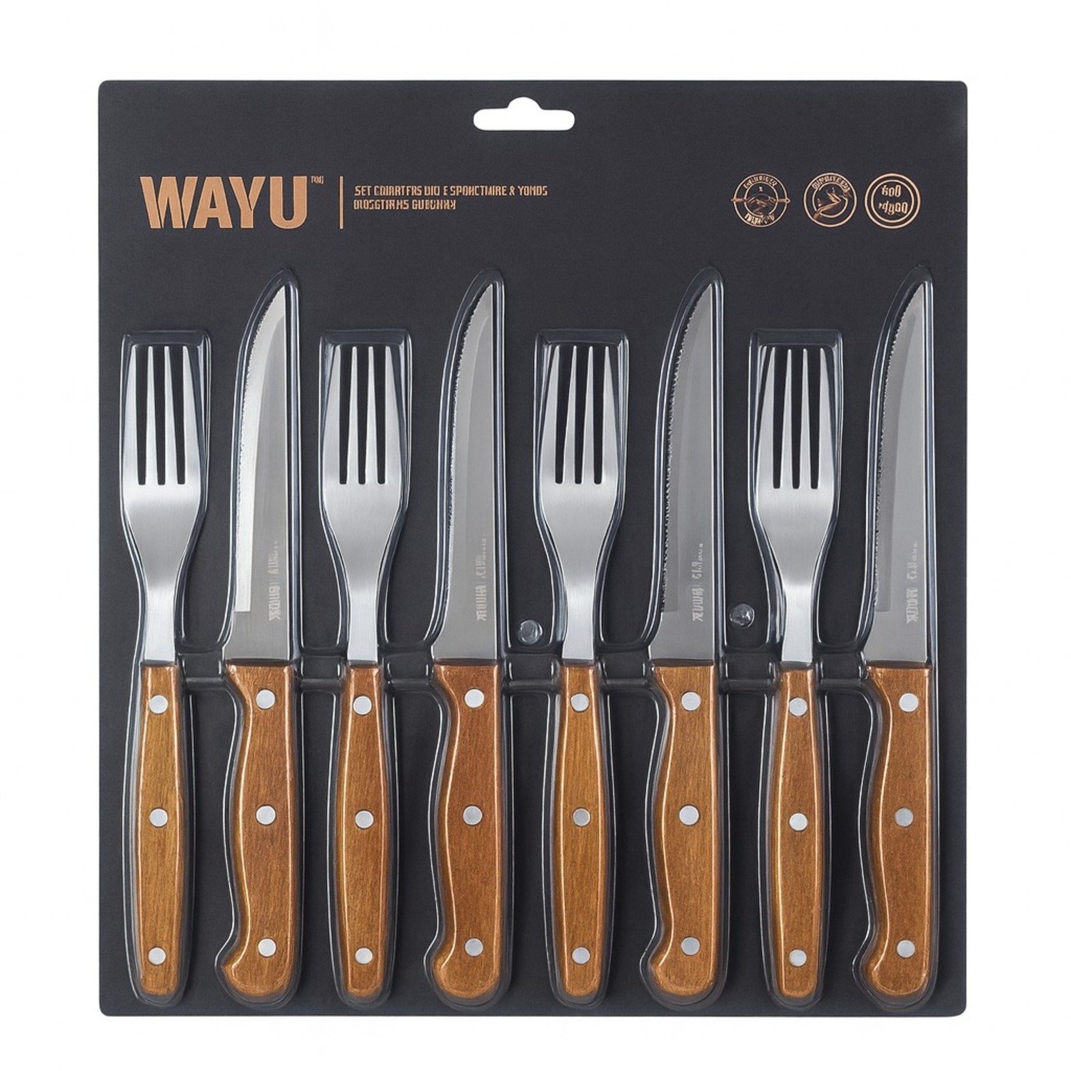 SET CUCHILLOS Y TENEDORES PRM 8 PCS WAYU - 1