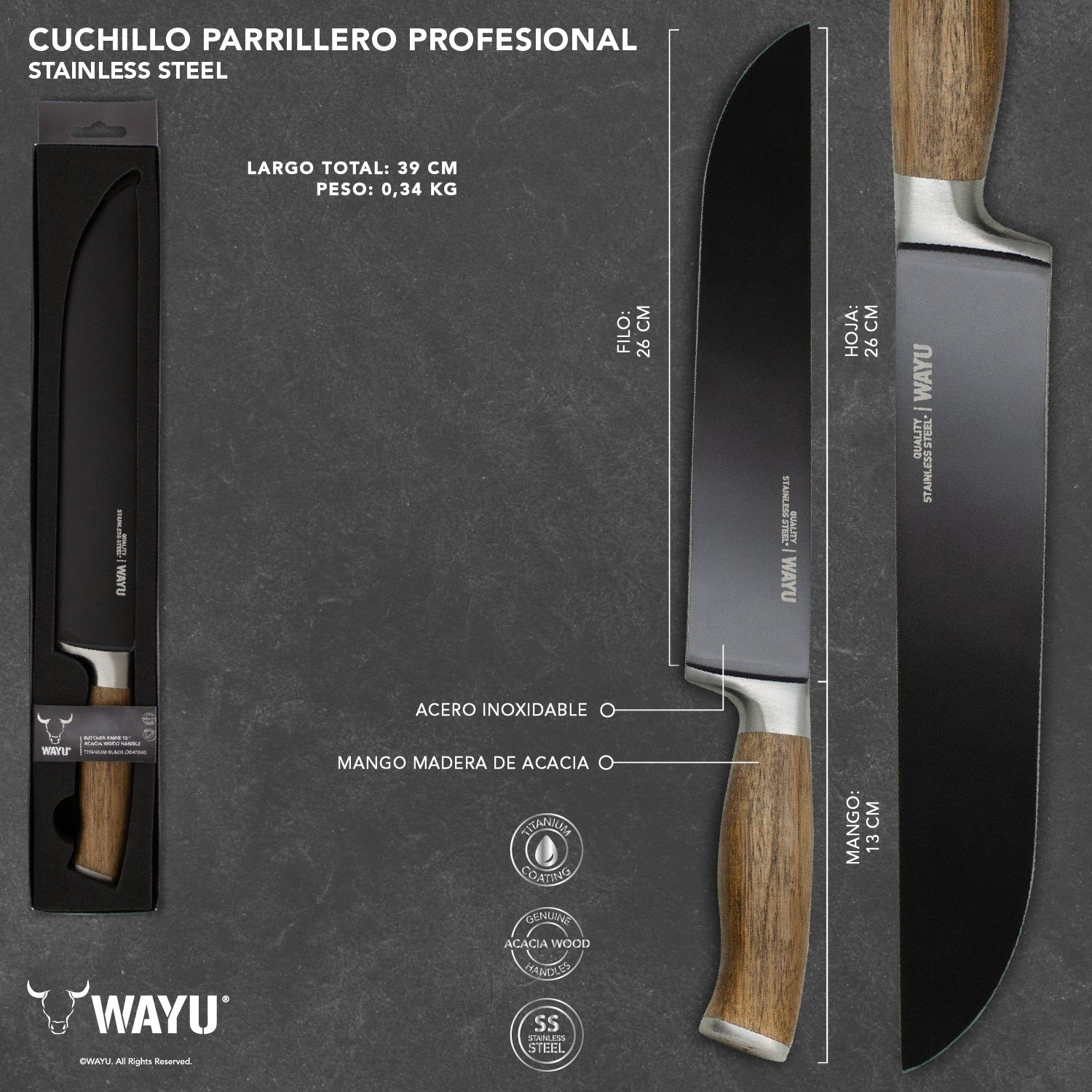 CUCHILLO PARRILERO PROFESIONAL WAYU - 3