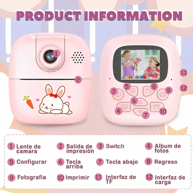 CAMARA DIGITAL PARA NIÑOS ROSADO - 1
