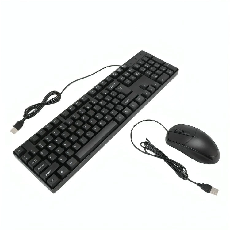 KIT COMBO TECLADO Y MOUSE ALAMBRICO COLOR NEGRO - 1