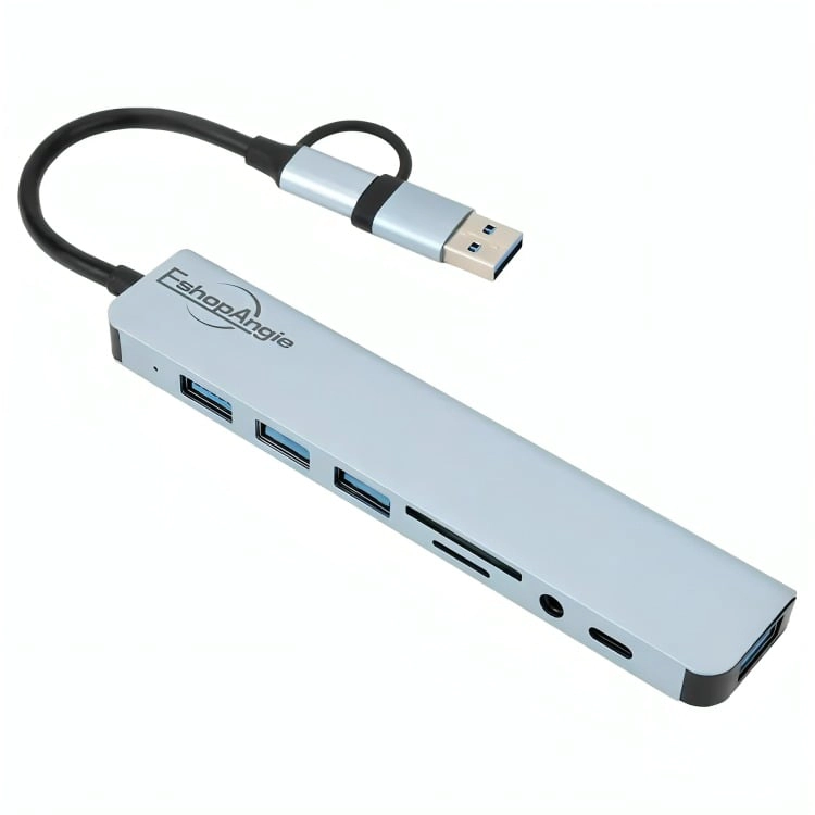 HUB ADAPTADOR USB TIPO C 8 EN 2 PARA MAC MACBOOK WINDOWS - 1