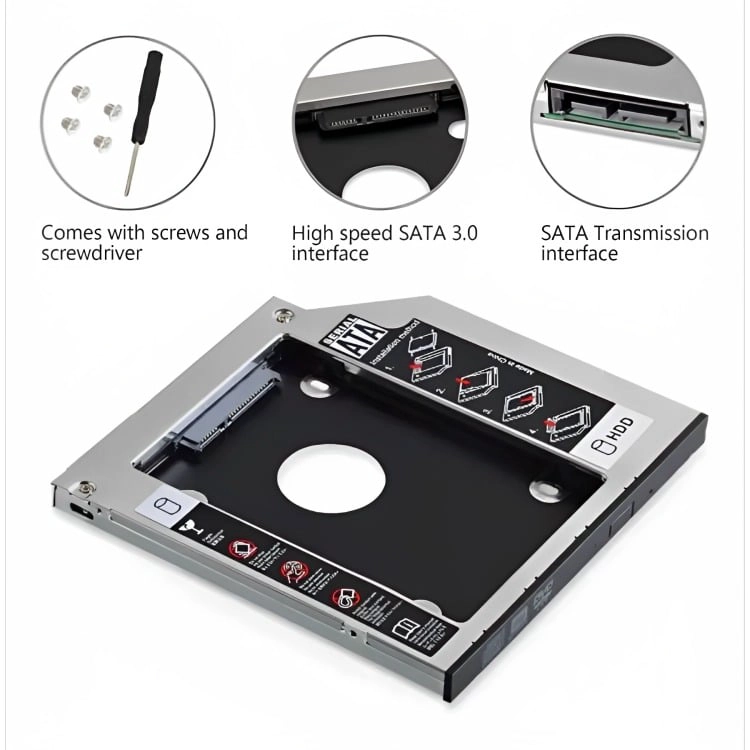 CADDY ADAPTADOR NOTEBOOK SATA HDD SSD - 1