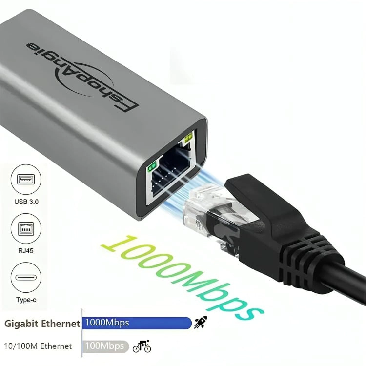 ADAPTADOR USB 3.0 USB C A RJ45 ETHERNET 10/100/1000MBPS - 3